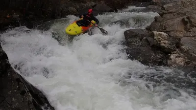 Annie sur le premier gros passage qui se négocie en 3 temps.